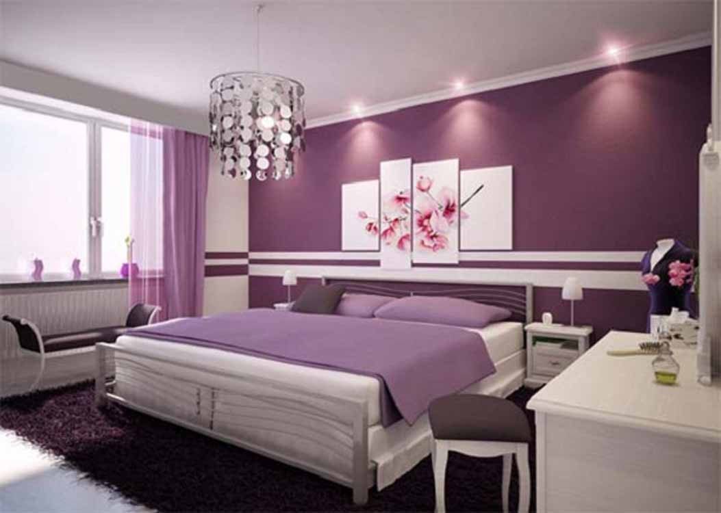 Dormitorio de matrimonio en tonos violetas