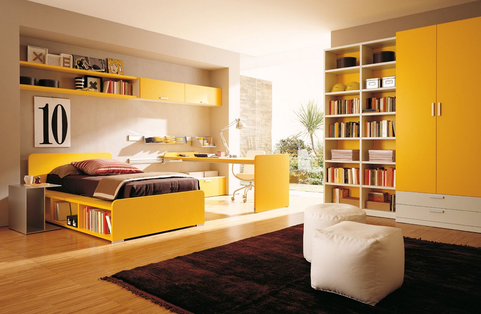 Dormitorio juvenil en tonos amarillos